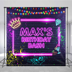 Lofaris Graffiti Neon Wall Crown Custom Birthday Backdrop
