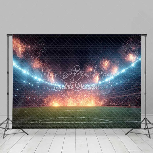 Lofaris Grand Sports Stadium Backdrop Bright Lights Fireworks Celebration Game Day Photography Background