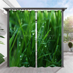Lofaris Grass Dew Waterproof Printed Outdoor Curtains For Cabana