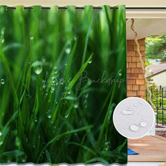 Lofaris Grass Dew Waterproof Printed Outdoor Curtains For Cabana