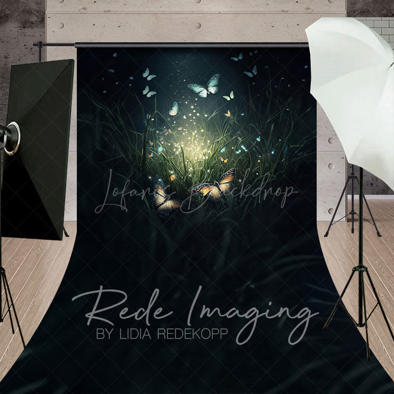 Lofaris Grass Mystical Butterflies Fine Art Sweep Backdrop