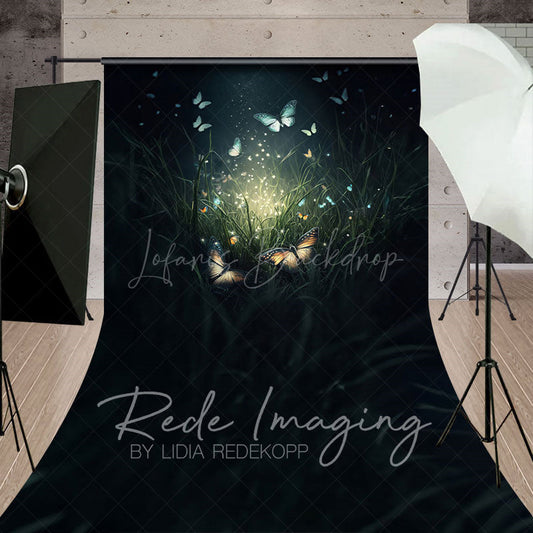 Lofaris Grass Mystical Butterflies Fine Art Sweep Backdrop