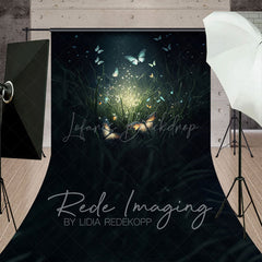 Lofaris Grass Mystical Butterflies Fine Art Sweep Backdrop