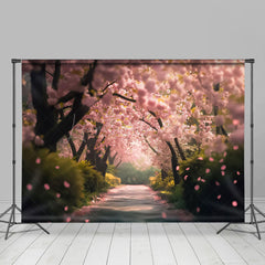 Lofaris Grass Sakura Grove Path Spring Photography Backdrop