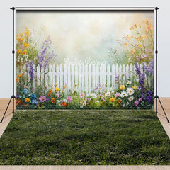 Lofaris Grassland Floor Fence Floral Spring Combo Set Backdrop
