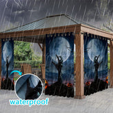 Lofaris Grave Moonlight Waterproof Printed Outdoor Curtains