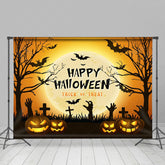 Lofaris Grave Tentacles Pumpkin Happy Halloween Backdrop
