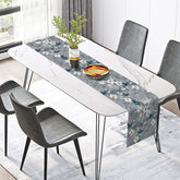 Lofaris Gray Floral Table Runner in an Ink Painting Style with Faux Glitter Moody and Elegant Botanical Art Decor