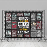 Lofaris Gray Fun Stickers Plaid Happy Fathers Day Backdrop