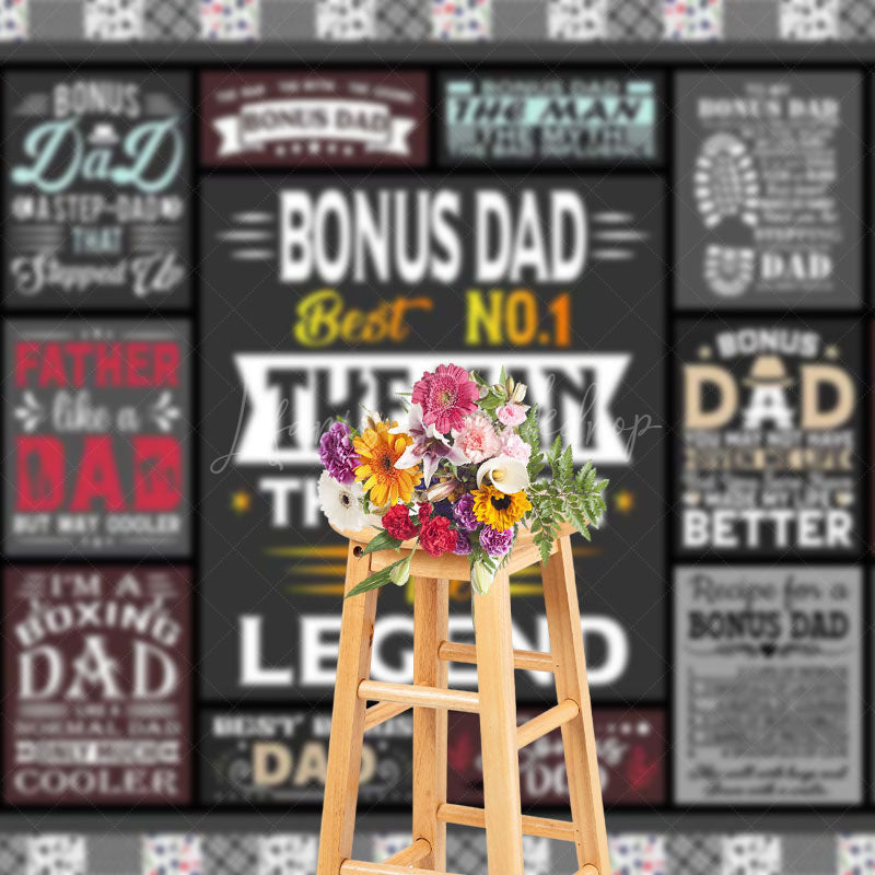 Lofaris Gray Fun Stickers Plaid Happy Fathers Day Backdrop