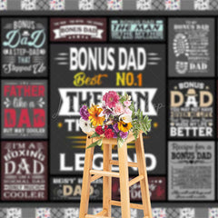 Lofaris Gray Fun Stickers Plaid Happy Fathers Day Backdrop