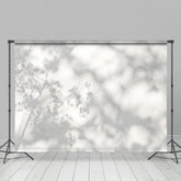 Lofaris Gray Tree Shadow White Cement Wall Photo Backdrop