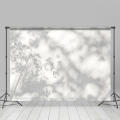 Lofaris Gray Tree Shadow White Cement Wall Photo Backdrop
