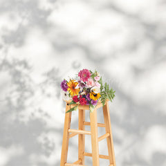 Lofaris Gray Tree Shadow White Cement Wall Photo Backdrop