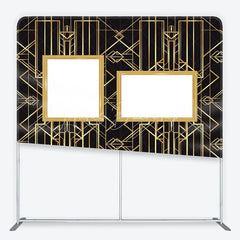 Lofaris Great Gatsby Photo Wall Frame Tension Fabric Backdrop Art Deco Black and Gold Geometric Lines 1920s Party Decor