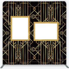 Lofaris Great Gatsby Photo Wall Frame Tension Fabric Backdrop Art Deco Black and Gold Geometric Lines 1920s Party Decor