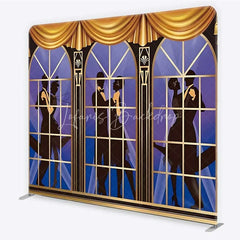 Lofaris Great Gatsby Roaring 20s Tension Fabric Backdrop Art Deco Dancing Couple Silhouette Party Decorations