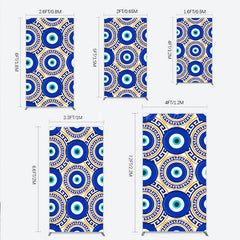 Lofaris Greek Evil Eye Rectangle Backdrop for Birthday Party Blue and Gold Nazar Amulet Pattern Protection Themed Photo Decor