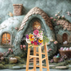 Lofaris Green Abstract Wall House Basket Egg Easter Backdrop