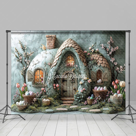 Lofaris Green Abstract Wall House Basket Egg Easter Backdrop