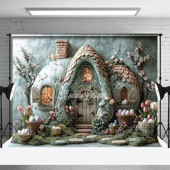 Lofaris Green Abstract Wall House Basket Egg Easter Backdrop