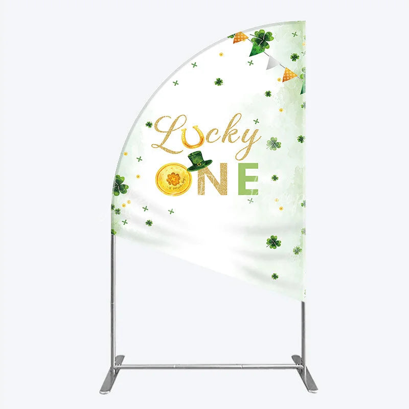 Lofaris Green and Gold Lucky ONE St. Patrick’s Day Half Moon Arch Backdrop Kit Shamrock First Birthday Party Decor