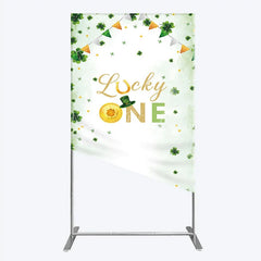 Lofaris Green and Gold Lucky ONE St. Patrick’s Day Rectangle Backdrop Kit Shamrock First Birthday Party Decor