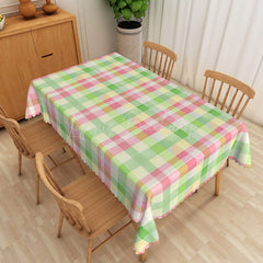 Lofaris Green and Pink Checkered Rectangle Tablecloth for Spring Summer Picnic Party Decorations