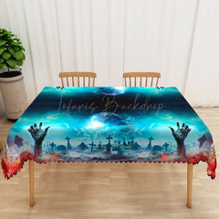 Lofaris Green and Red Zombie Pattern Rectangle Tablecloth for Halloween Walking Dead Themed Party Decor