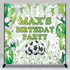 Lofaris Green and White Soccer Theme Custom Birthday Backdrop Personalized Sports Party Decor with Player Silhouettes