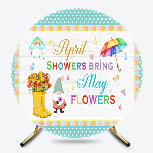 Lofaris Green April Showers Bring May Flowers Round Backdrop