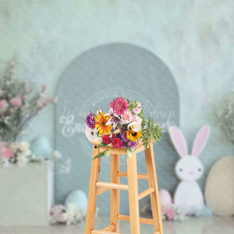 Lofaris Green Arch Bunny Eggs Floral Easter Photo Backdrop