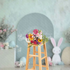 Lofaris Green Arch Bunny Eggs Floral Easter Photo Backdrop
