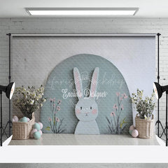 Lofaris Green Arch Wall Bunny Floral Eggs Easter Backdrop