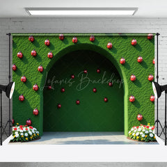 Lofaris Green Arch Wall Ladybug Summer Photography Backdrop