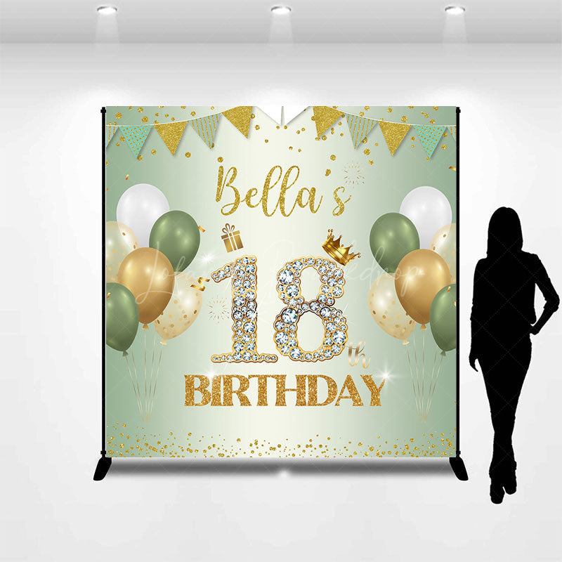 Lofaris Green Balloons Glitter Custom 18 Birthday Backdrop