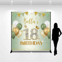 Lofaris Green Balloons Glitter Custom 18 Birthday Backdrop
