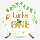 Lofaris Green Balloons Lucky One Round Birthday Backdrop