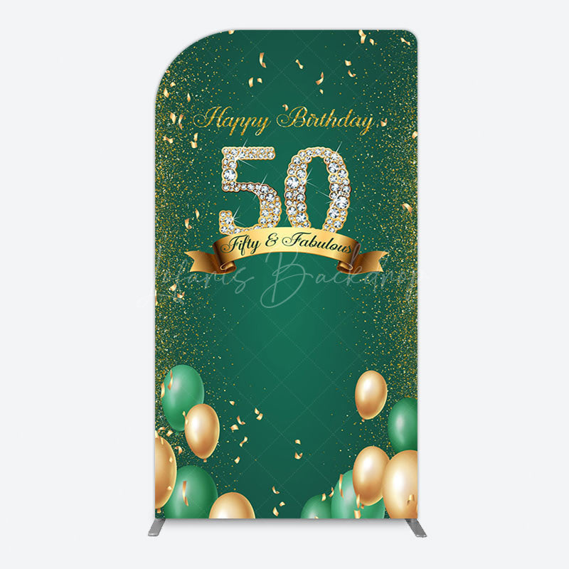 Lofaris Green Balloons Sparkle 50th Birthday Arch Backdrop