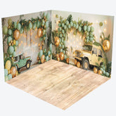 Lofaris Green Balloons Wild Jungle Truck Room Set Backdrop