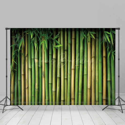 Lofaris Green Bamboo Forest Leaves Spring Scene Backdrop