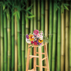Lofaris Green Bamboo Forest Leaves Spring Scene Backdrop