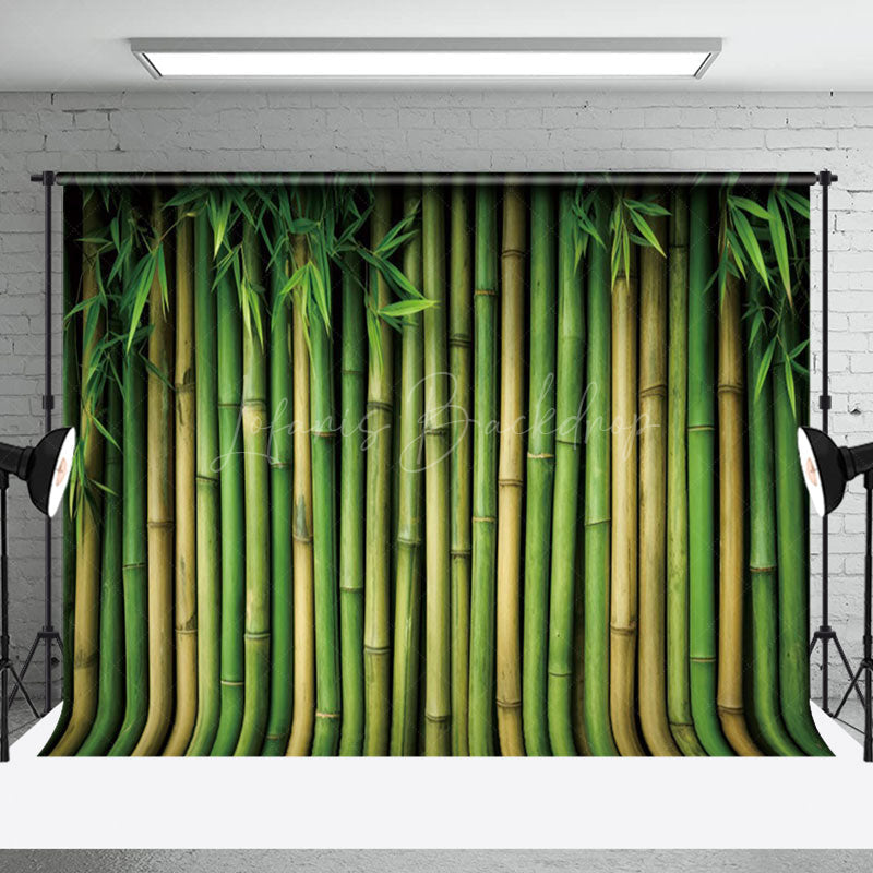 Lofaris Green Bamboo Forest Leaves Spring Scene Backdrop