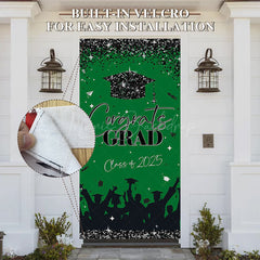 Lofaris Green Black Glitter Congrats 2025 Grad Door Cover