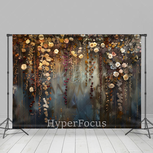 Lofaris Green Blue Abstract Wall Floral Fine Art Backdrop