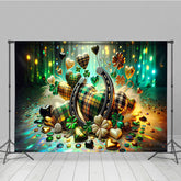 Lofaris Green Bokeh Clover Hearts St Patricks Photo Backdrop