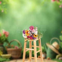 Lofaris Green Bokeh Vibe Sweet Wooden Spring Backdrop