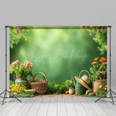 Lofaris Green Bokeh Vibe Sweet Wooden Spring Backdrop