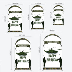 Lofaris Green Camouflage Army Tank Arch Backdrop Kit Welcome Soldiers Happy Birthday Party Decor