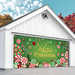 Lofaris Green Christmas Vibe Candy Cane Garage Door Banner